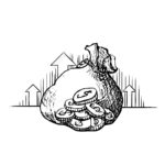cash Vector vintage engraved ink illustration Money bag - hand drawn sketch icon moneybag dollar sign isolated on white background. Symbol of safe storage and wealth for a businessman