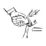 illustration vector doodle hand drawn sketch of handshake between businessman, partnership concept