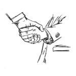 illustration vector doodle hand drawn sketch of handshake betwee illustration vector doodle hand drawn sketch of handshake between businessman, partnership concept
