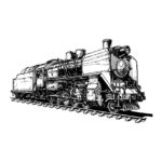 36398684 - illustration of a old steam locomotive stylized as engraving