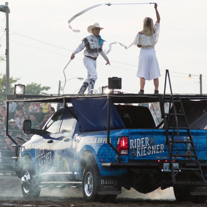 Buffalo Rodeo 2018 Rider Keisner and Bethany Iles photograph by Gretchen Kirchmann